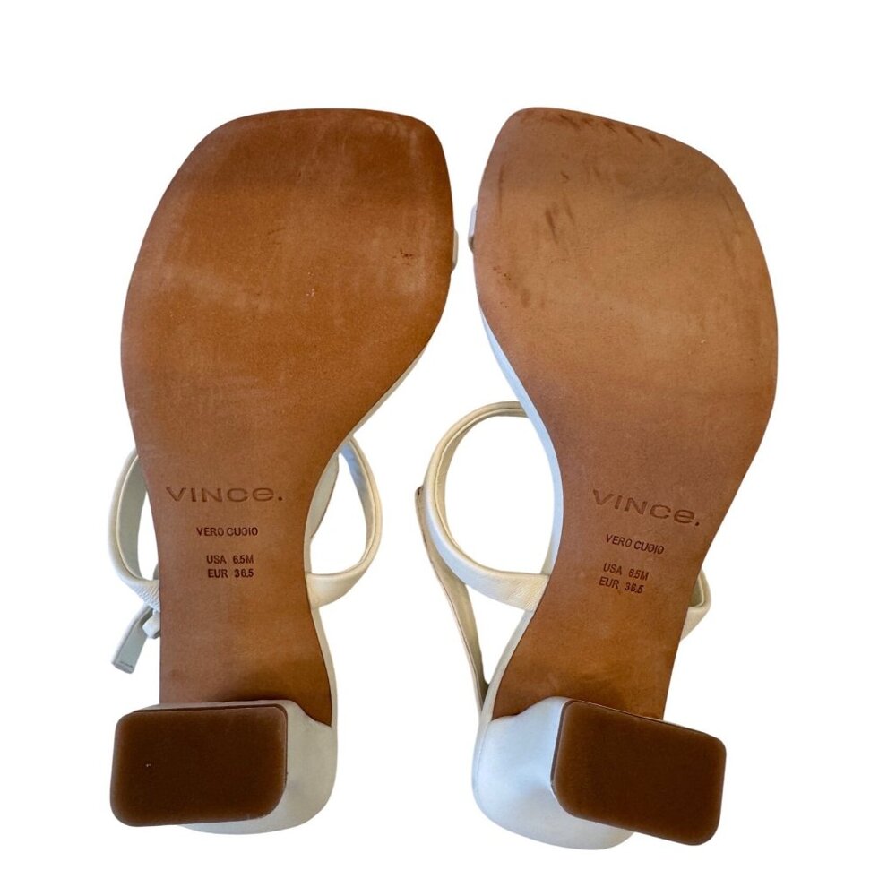 Vince Square Open Toe Luella Buckle Ankle Strap Size 8.5 NEW 3.25" Heel Marble C - Picture 3 of 11